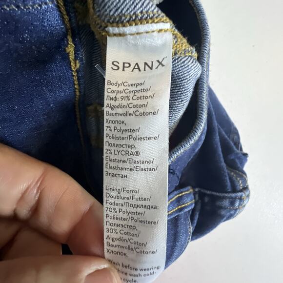 Spanx Womens Flare Jeans large Midnight Shade Stretch Denim Slimming 20327R - Picture 9 of 14